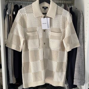 Reiss Cream Textured Polo Shirt